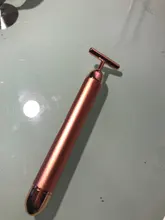 Barra de Estiramiento Facial de oro de 24k, rodillo de vibración, masajeador adelgazante, palo Facial, belleza Facial, cuidado de la piel, herramienta de vibración con forma de T