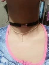 XIYANIKE-gargantilla de terciopelo negro para mujer, collar con cadena dorada, gargantilla de barra para mujer, collar para mujer, Gargantilla ras du cou N664
