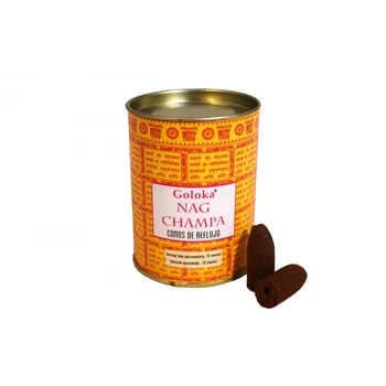 

36 reflux incense cones 20 minutes Goloka Nag Champa 2 cans with 18 reflux cones