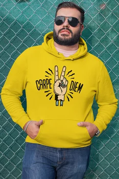 

Angemiel Wear Carpediem Peace Mark Yellow Men 'S Hooded Sweatshirt