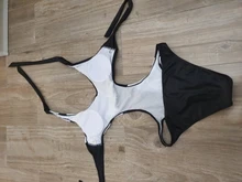 Bañador de lunares con tirantes de retales para mujer, Bikini de una pieza con cuello de pico, Trikini, traje de baño animado para mujer, ropa de playa