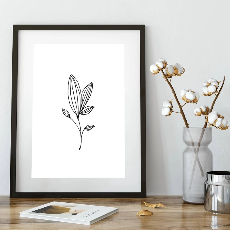 Minimalist Decor Pencil Leaf Drawings Canvas Prints Art Decor