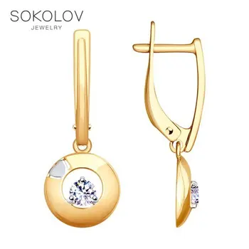

SOKOLOV Silver drop earrings with stones with cubic zirconia fashion jewelry silver 925 women's/men's, male/female, long earrings, women's male