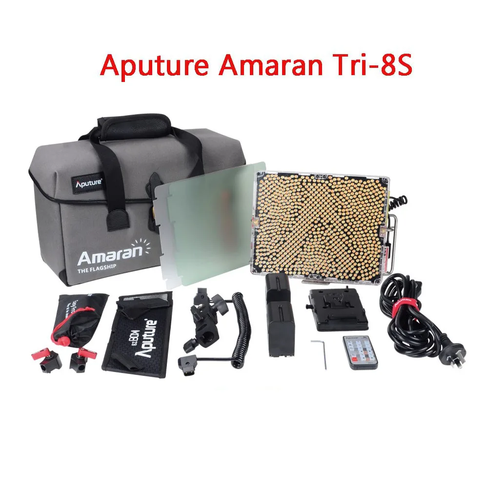 Aputure Amaran Tri-8 Tri-8C Tri-8S Bi-Цвет Светодиодная лампа регулируемой яркости подсветка для видеосъемки Панель две батарейки пульты дистанционного управления v-образный кронштейн с креплением - Цвет: Tri-8S