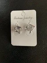 Women Earring Zircons Ear-Studs Square Jewelry Rhinestones Gold Hollow-Out New-Fashion
