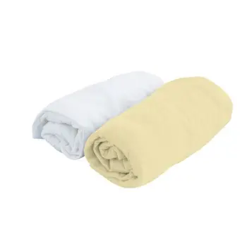 

DOUX NID Lot 2 fitted sheets-White/Straw-70x140 Cm - Jersey