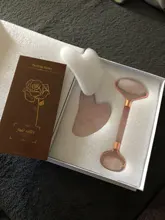 Rodillo de cuarzo rosa natural para masaje facial, rodillo para masaje facial con piedra de jade natural, adelgazante, eliminación de arrugas en cara y barbilla, herramienta para el cuidado de la belleza