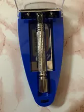 Maquinilla de afeitar con mango de acero y Metal para hombre, afeitadora de seguridad con doble filo, con paquete de viaje, 1 hoja