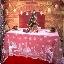 Кружевная скатерть с принтом в виде снежинок и лося, прямоугольная, Рождественское украшение Санта-Клауса, украшение на Рождество и свадьбу, посуда для дома