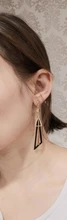 Pendientes con Clip geométrico triangular para mujer, joyería con personalidad coreana, sin Piercing, aretes largos de borla para mujer
