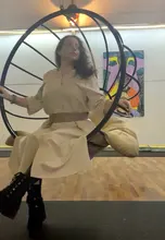 Summer Dresses Buttons V-Neck Lace-Up Oversize Colorfaith Women Spring Vintage Casual