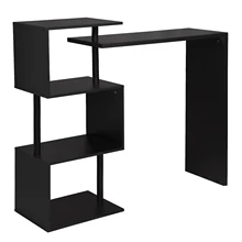 Table basse noire avec 2 niveaux de rangement, 1 pièce, pour la cuisine, le Bar, le bistrot, le petit déjeuner, la salle à manger, présentoir de boissons