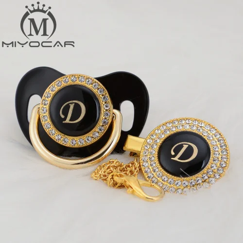 MIYOCAR уникальный дизайн имя инициалы буквенные D прекрасный bling соска и пустышка Клип Набор BPA бесплатно пустышка bling уникальный дизайн LD - Цвет: LD-4  0-6M