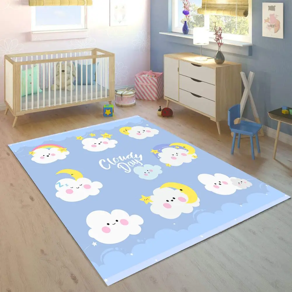 Else синий белый забавные облака сна 3d принт нескользящие микрофибры детская комната декоративные области коврик