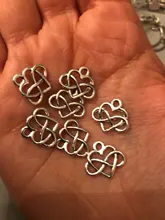 30 Uds. De dijes de corazón, amor infinito para siempre, 14x15mm, colgantes de Color plata antigua, fabricación artesanal, búsqueda de joyería tibetana