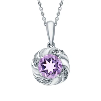 

Silver Pendant with amethyst and cubic zirconia sunlight sample 925 test