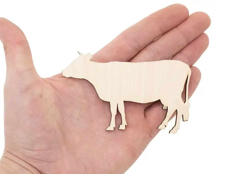 

Wooden Cow (10cm) Shape Art Projects Craft Wood Cow Decoration Gift Decoupage Ornament Unpainted 0849