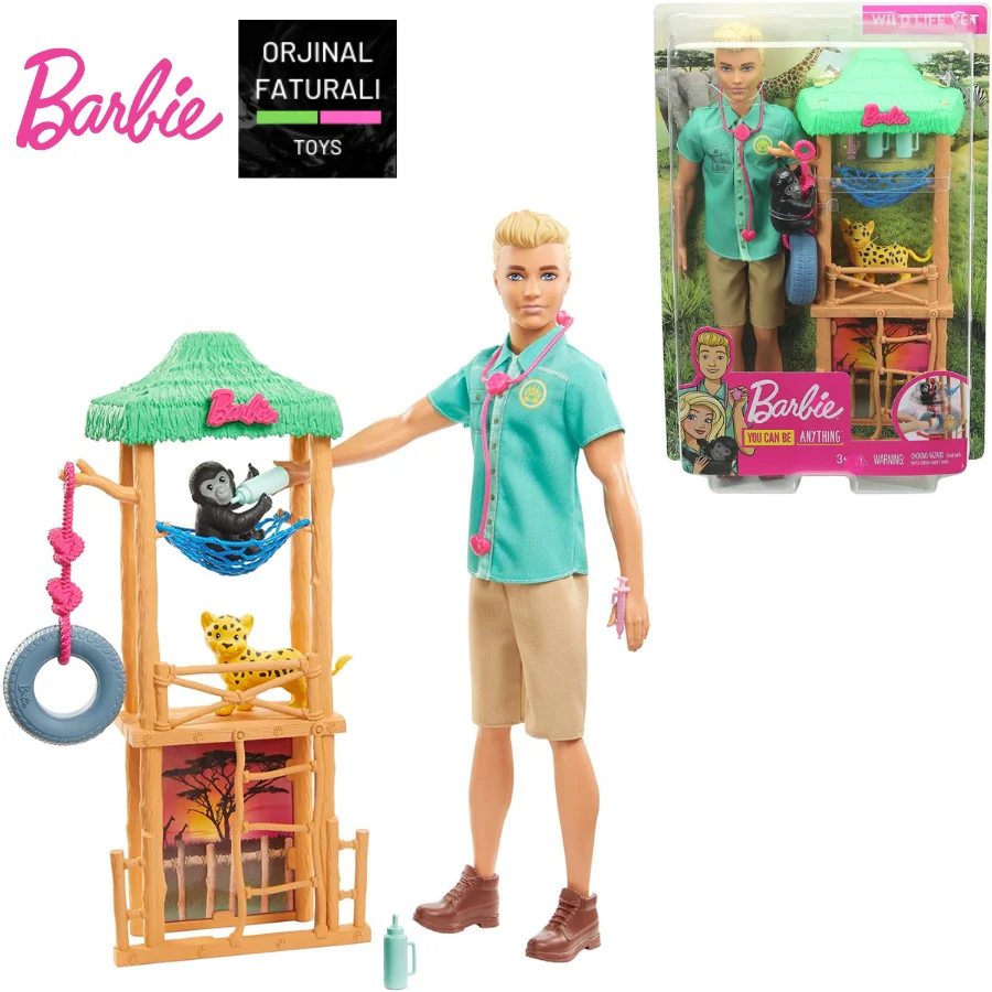 Mattel Barbie Ken Doll Playset Assorted, Wildlife Vet, Dog Trainer