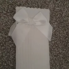 Calcetines de algodón suave para niños pequeños, pajarita grande chicas hasta la rodilla, largo, encaje, ropa de bebé, venta al por mayor