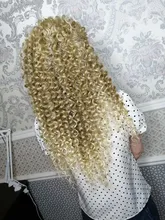 Pelo Natural Afro rizado, fibra de alta temperatura, Marrón degradado, 26 pulgadas, extensiones de mechones de pelo ondulado profundo
