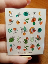 Flower Nail-Stickers-Set Water-Wraps Manicures Snake Animal-Design Human Winter Face