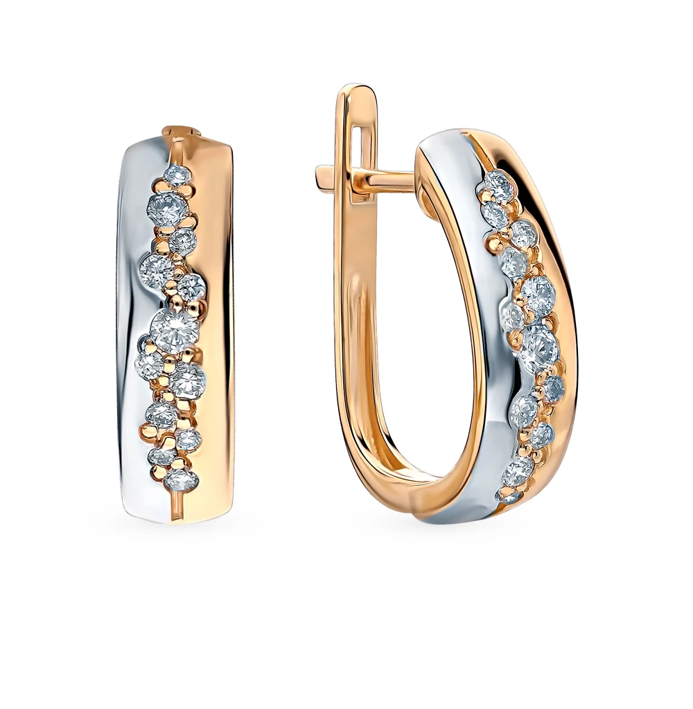 Золотые серьги с бриллиантами SUNLIGHT проба 585