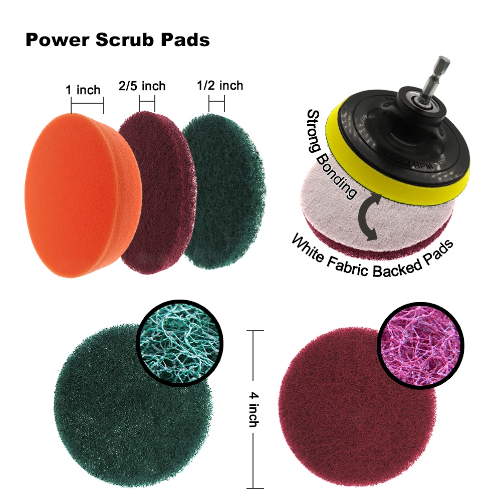 Edge Brush, 2in Long, and Mini Original Brush all in Stiff Red - Outdoor  Power Scrubber | R-EMS-2L-QC-DB