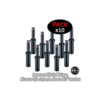 

Sprinkler Krain MiniPro (pack Top 10 drives) | working Pressure 2 to 3,4 bar. Thread 1/2 ". Angle Adjustable irrigation.