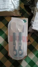Juego de utensilios para niños pequeños, cuchara y tenedor para bebé, juego de cubiertos de entrenamiento de alimentación con caja para uso en interiores y exteriores