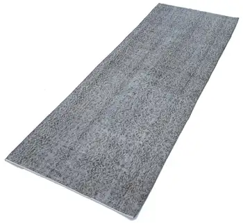 

82x237 Cm Grey Handmade Overdyed Runner Rug-3x8 Ft