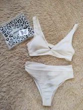 Womens Swimsuits Swimwear Bikini-Set Ribbed Push-Up Black INGAGA High-Waist Biquini