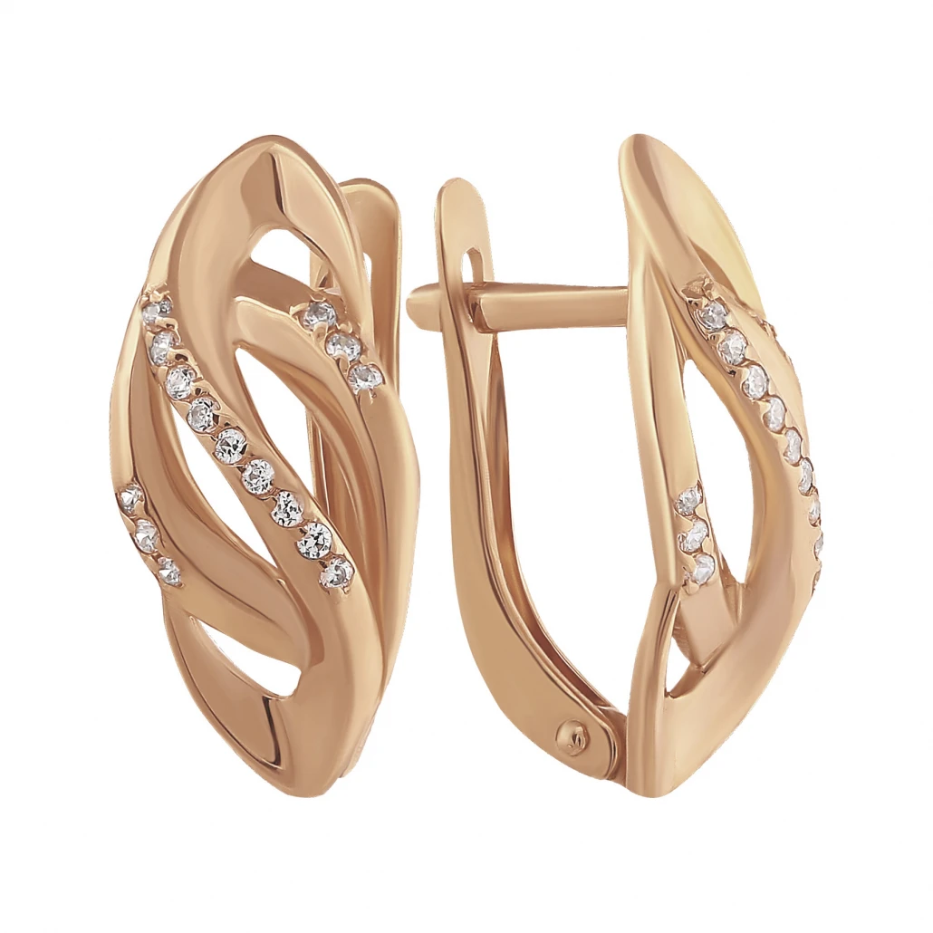 Earrings with cubic zirconia Gold discount | Украшения и аксессуары