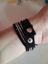 Pulsera de cuero con diamantes de imitación para mujer, brazalete de cristal, varias capas, joyería, novedad de 2016