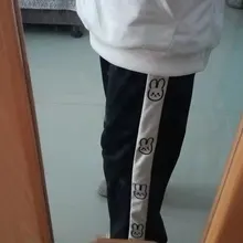 MINGLIUSILI-Pantalón de pierna ancha Kawaii para mujer, pantalones con estampado de conejo a la moda, coreanos, de cintura alta, color rosa, primavera 2021