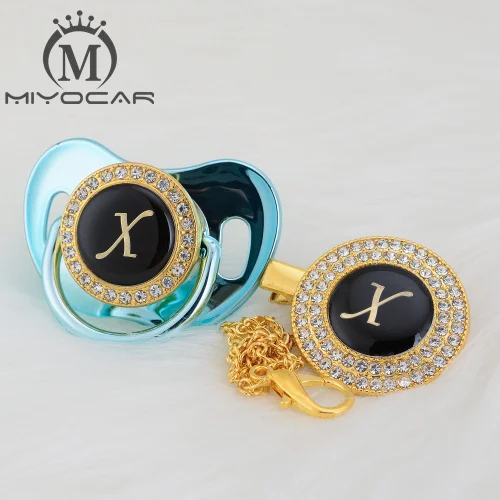 MIYOCAR имя инициалы Письмо X Элегантный Серебряный bling соска и пустышка Клип BPA бесплатно пустышка bling уникальный дизайн SGS пройти LX - Цвет: LX-10  0-6M
