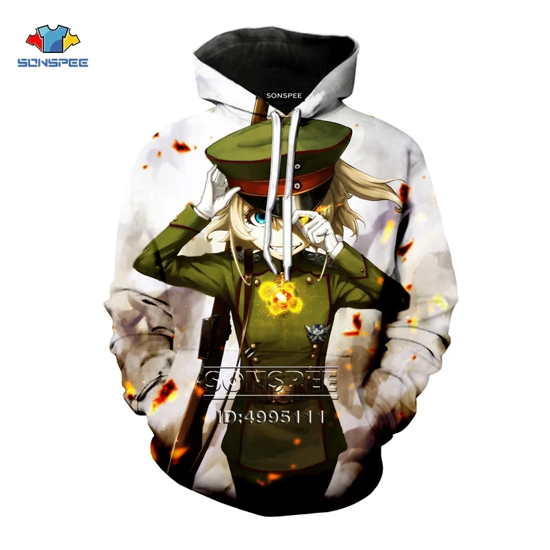 Saga of Tanya the Evil Yojo Senki, 3D принт, мужские и женские толстовки с капюшоном, мужские толстовки, пуловеры, повседневные топы, одежда больших размеров