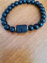 Abalorios de piedra negra para Hombre y mujer, pulsera con constelación de 12, para parejas, Moda Masculina