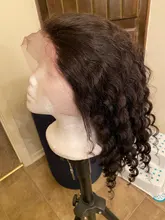 Luvin-Peluca de cabello humano rizado con malla Frontal para mujer, postizo de 30 a 40 pulgadas de densidad 180, sin pegamento, color agua, color negro, brasileña, desplumada