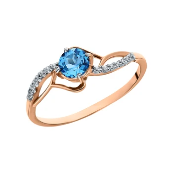 

Gold ring with Topaz and cubic zirconia sunlight sample 585 test