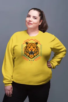 

Angemiel Wear Striped Printed Tiger Yellow Women Sweatshirts