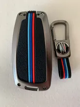 Aleación Galvanizada coche llave inteligente Fob caso de la cubierta de la piel para BMW Serie 3 4 5 320i 530i 550i F20 F21 F30 F31 F25 F01 F02 coche caso clave