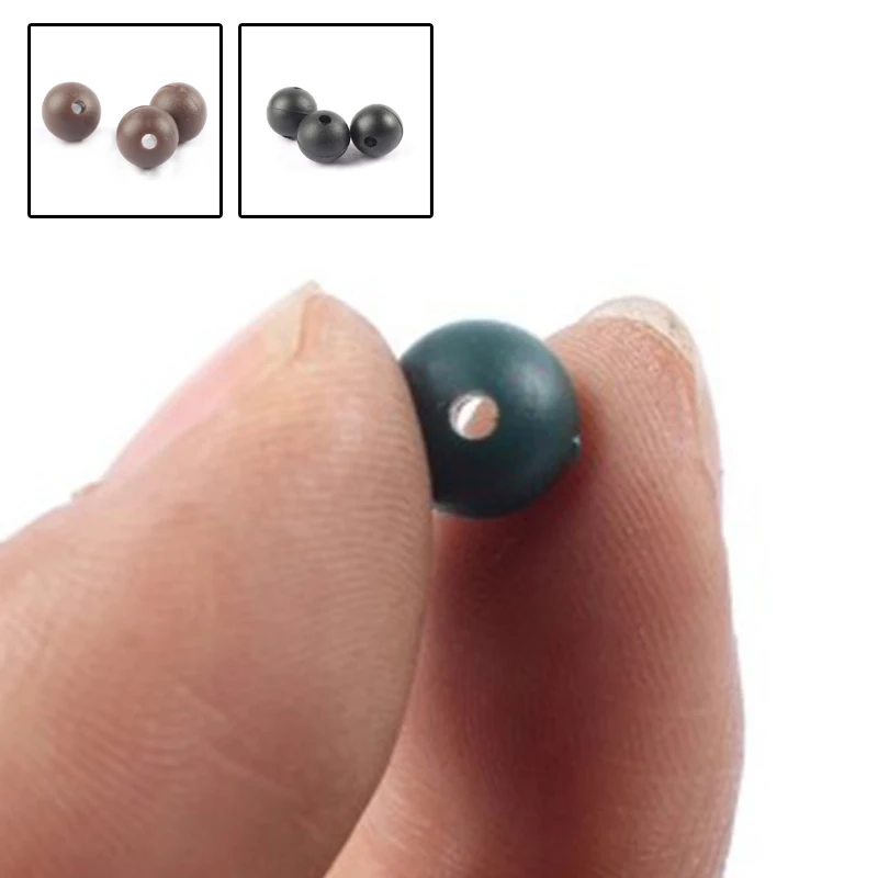 50PCS/bag 8mm 2mm Round Soft Rubber Carp Fishing Bean Rig Accessories Rubber Beads For Protect Knots / Rig Components