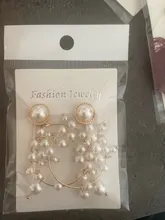 Pendientes largos con Clip y borlas para mujer, aretes de flor, accesorios de joyería delicada 2019