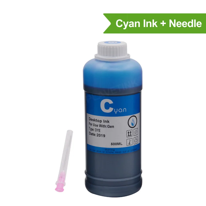 Cyan Plavetink 500 мл флакон Принтер Комплекты для заправки чернил для hp 123 122 121 302 304 301 300 650 652 21 22 140 141 901 350 351 XL картридж - Цвет: Cyan