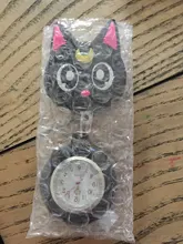Negro gato de Luna encantadora de dibujos animados de silicona elástica relojes de bolsillo enfermera vestido de Doctor médico del Hospital de cuarzo reloj colgante reloj