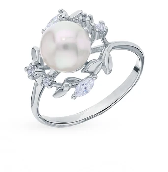 

Silver ring with pearls sunlight sample 925
