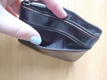 Mini Cartera de piel auténtica con cremallera para hombre y mujer, monedero pequeño y delgado de estilo Vintage