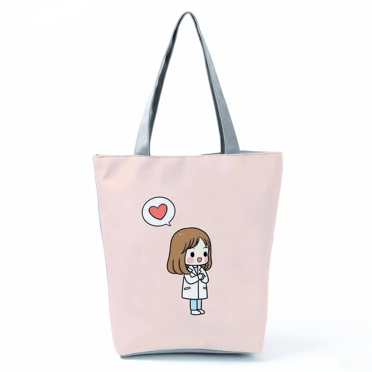 Nurse Needle Tubing Pattern Printed Customized Eco Shopper Polyester Totes Bags Women's Handbag Reusable Grocery Bag Pretty Gift 