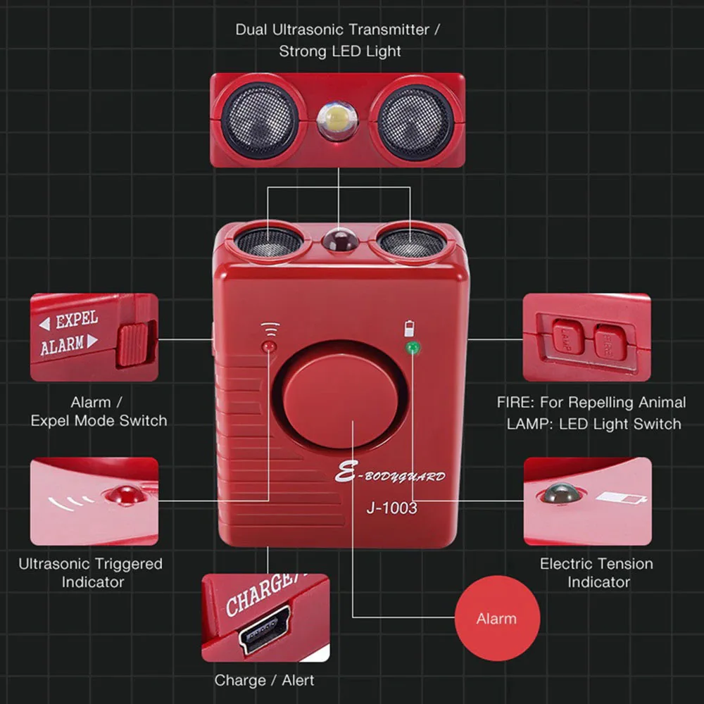 KPHRTEK J-1003 Multifunctional Personal Self Defense Alarm