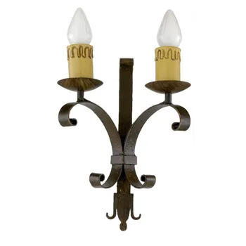 

Sconce 2 lights Rustic Style model wheel in forging candle lamp sockets